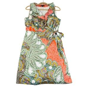 Tommy Hilfiger Paisley Wrap Dress Womens Large Multicolor Boho Summer Ruffle